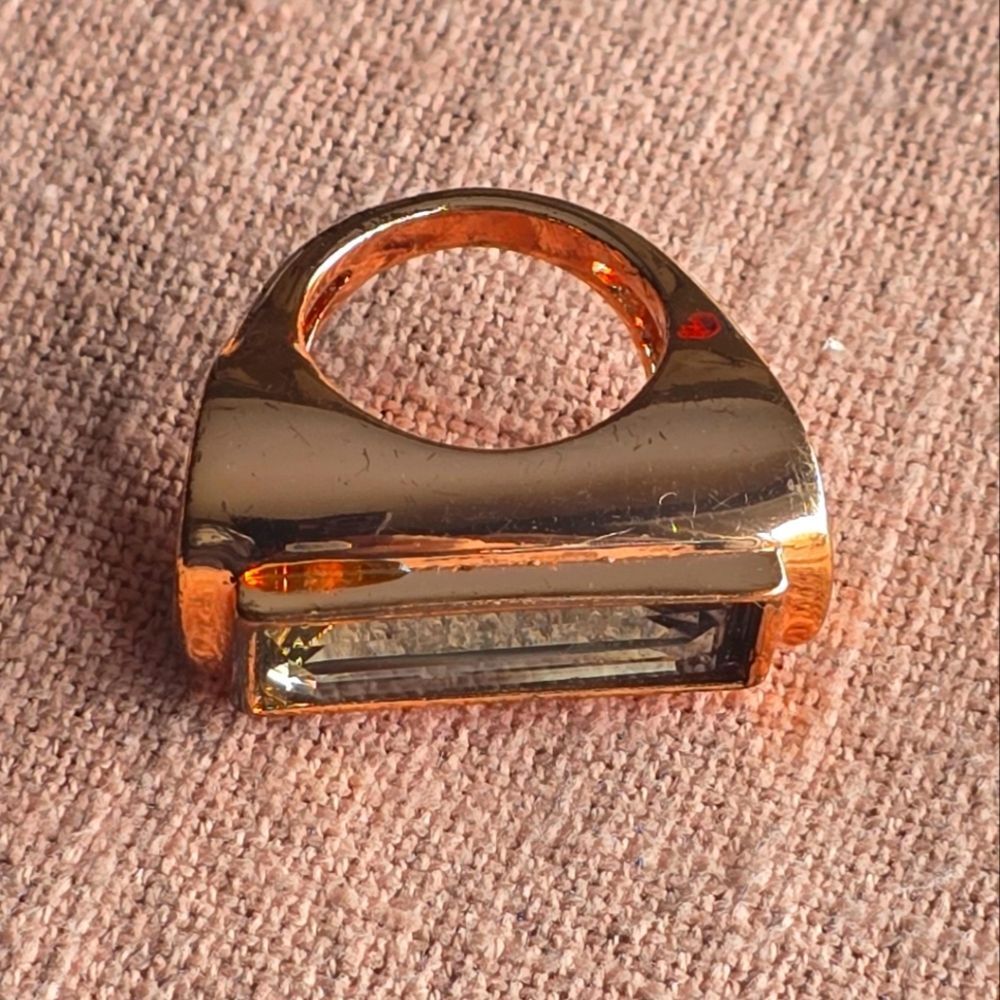 Gold Statement Ring With Clear Gemstone - image 1